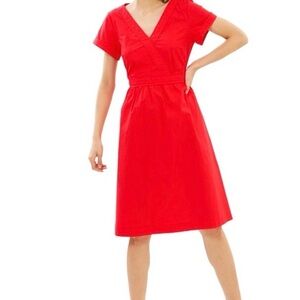 J. Crew Vibrant Red/orange Midi Dress